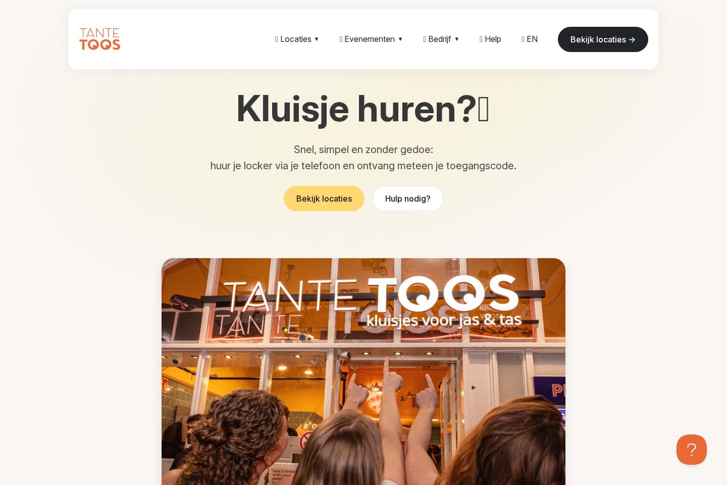 Screenshot van Tante Toos — website door Invoker