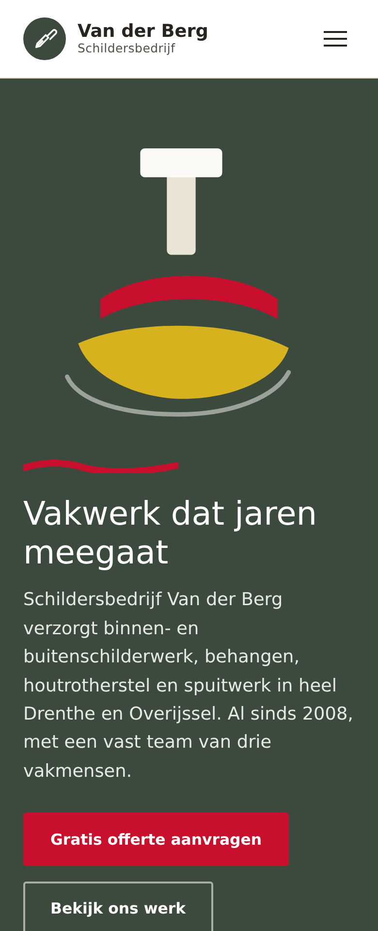 De homepage op een telefoon